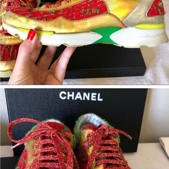 CHANEL TRAINERS TWEED SNEAKERS SIZE 42 LIMITED COLOR STYLE - Picture 3 of 6